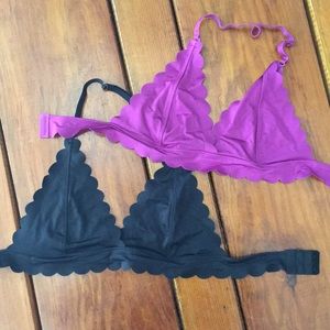 TWO Aeropostale Scalloped Bralettes